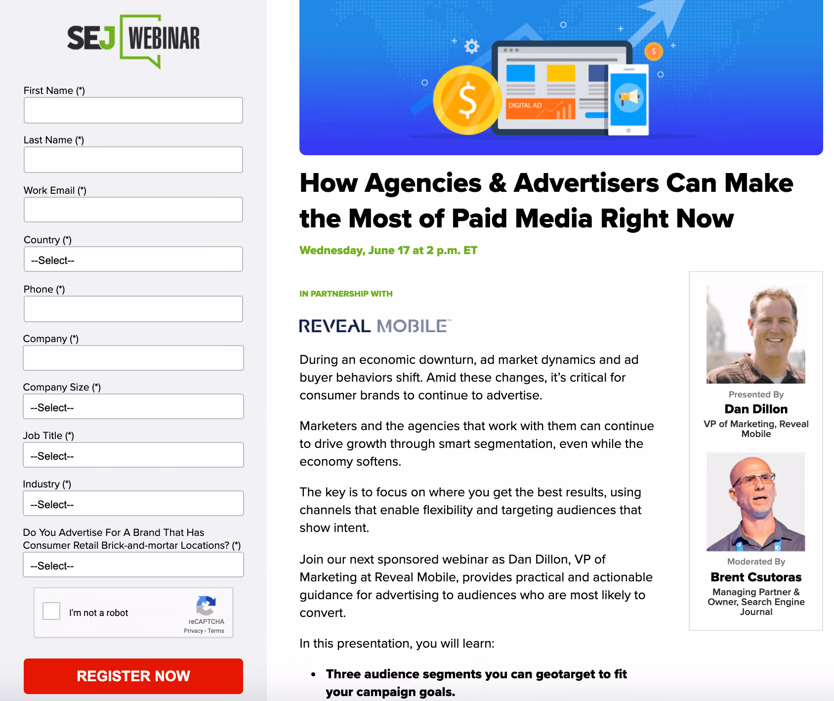 SEJ Webinar Landing Page