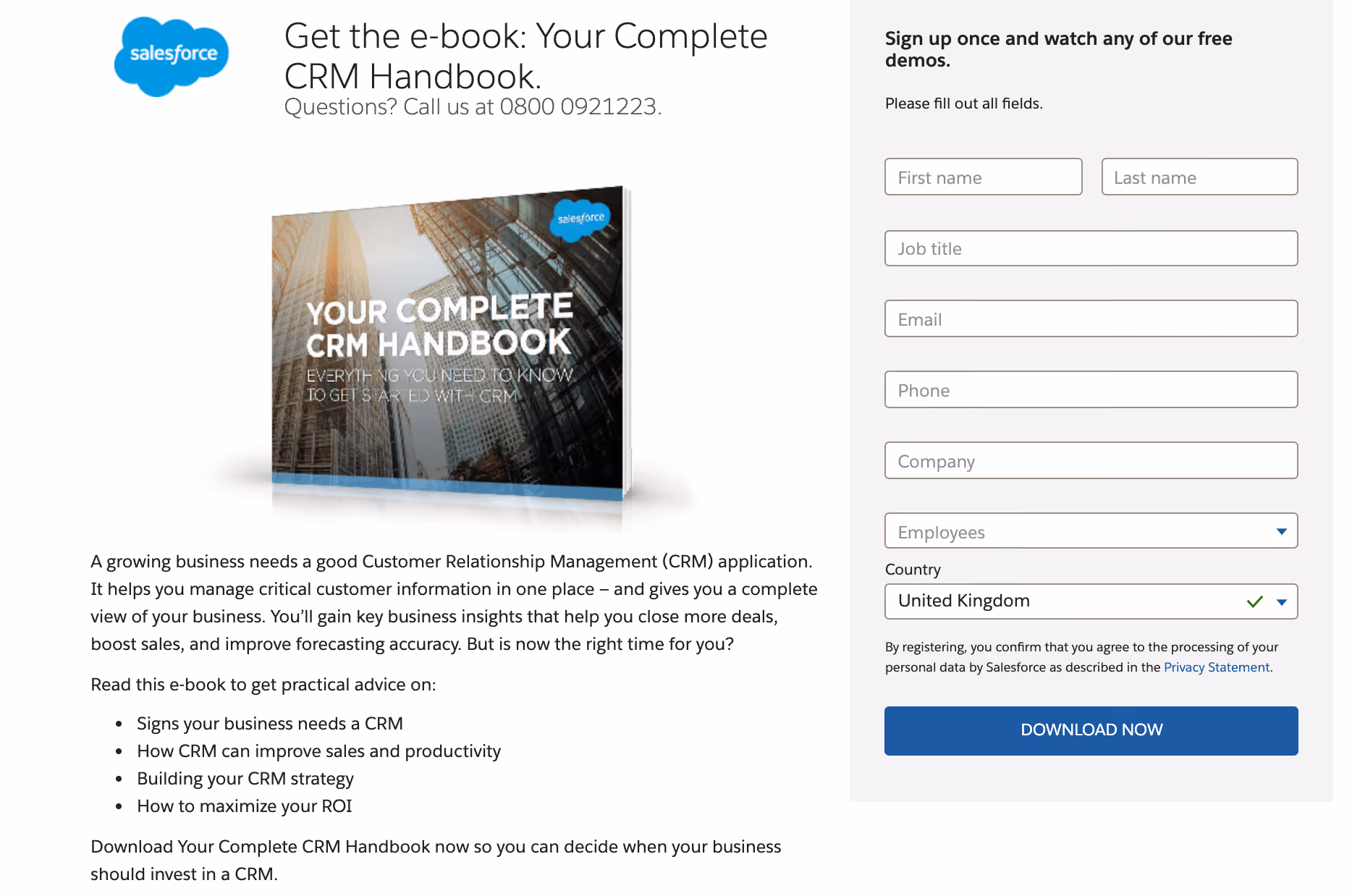 SalesForce's Ebook Landing Page