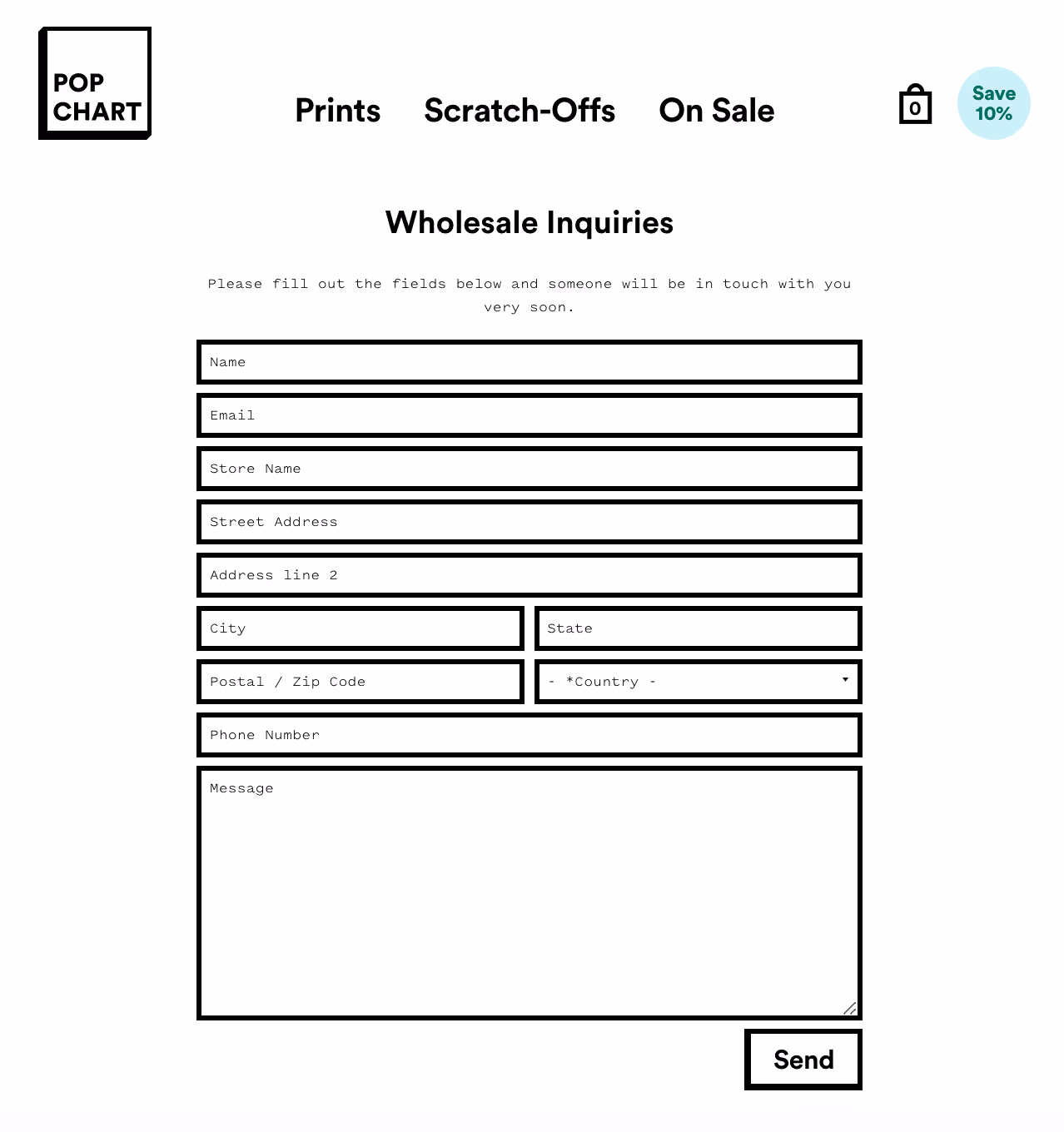 Popcharts’ Wholesale Enquiry Form