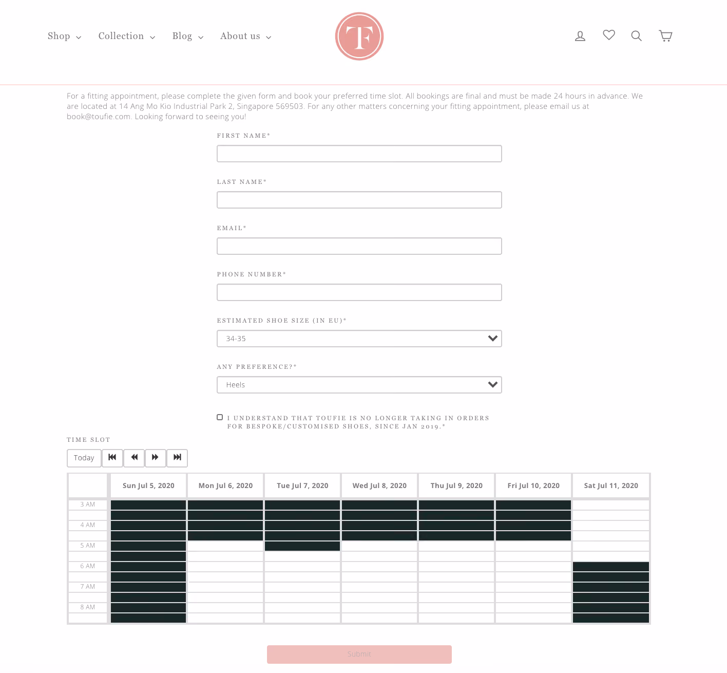 Toufie’s Appointment Booking Form