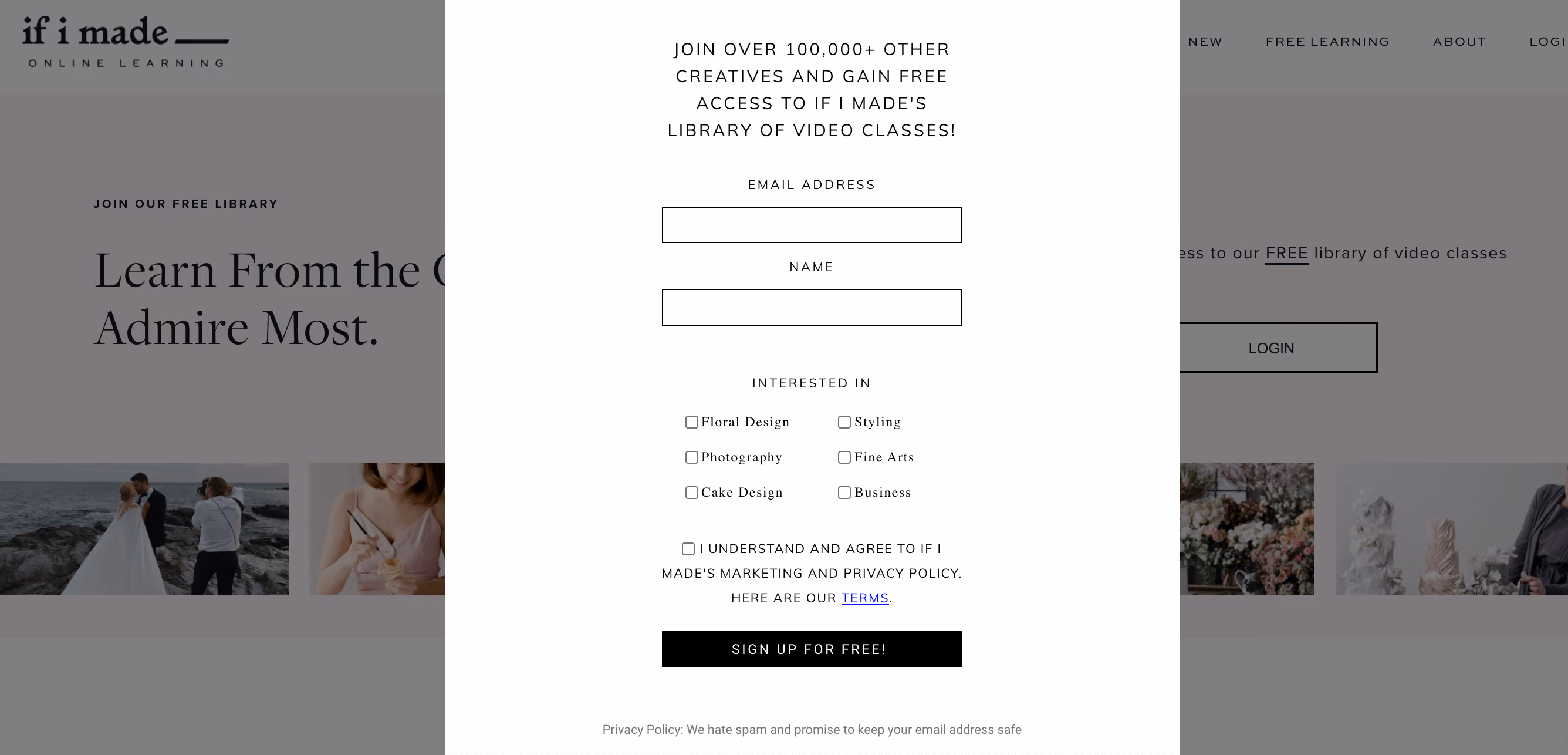 If I Made’s Email Sign-Up Form