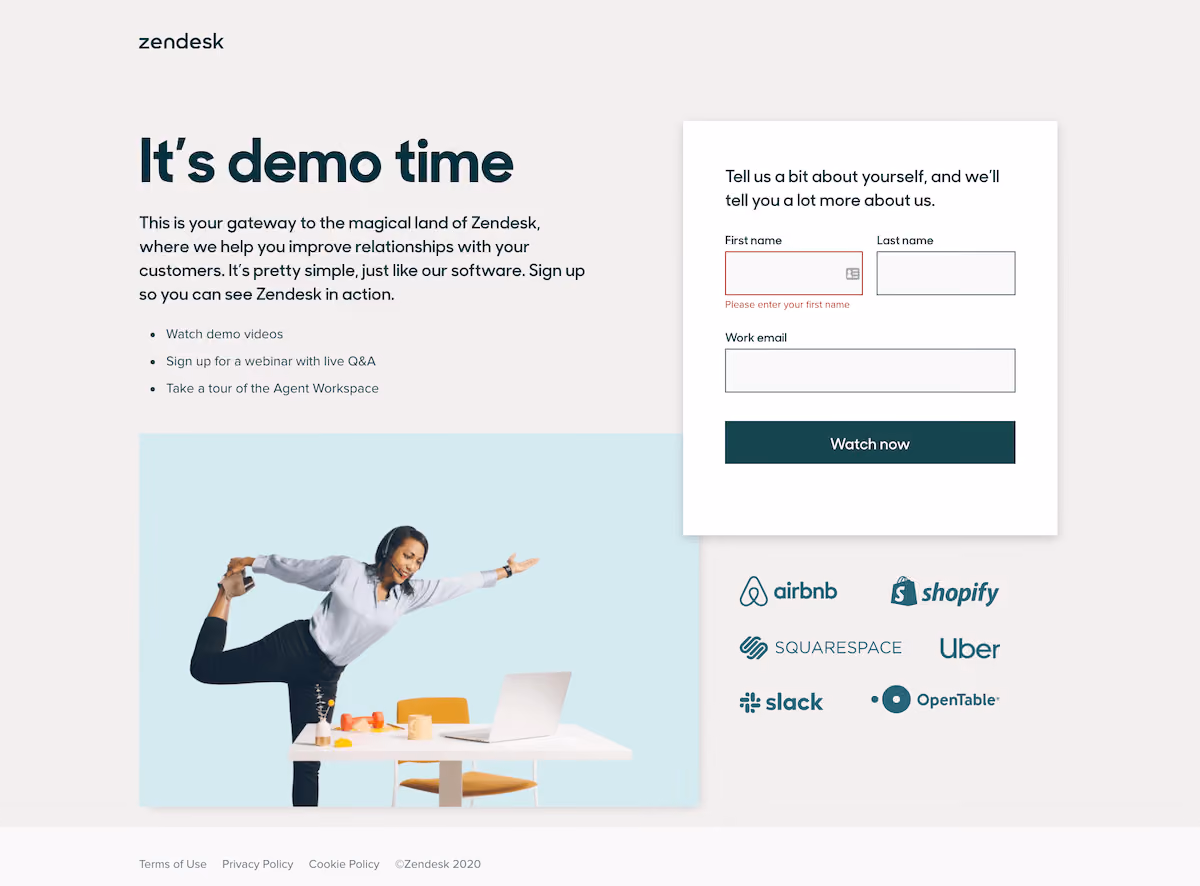Zendesk Video Landing Page