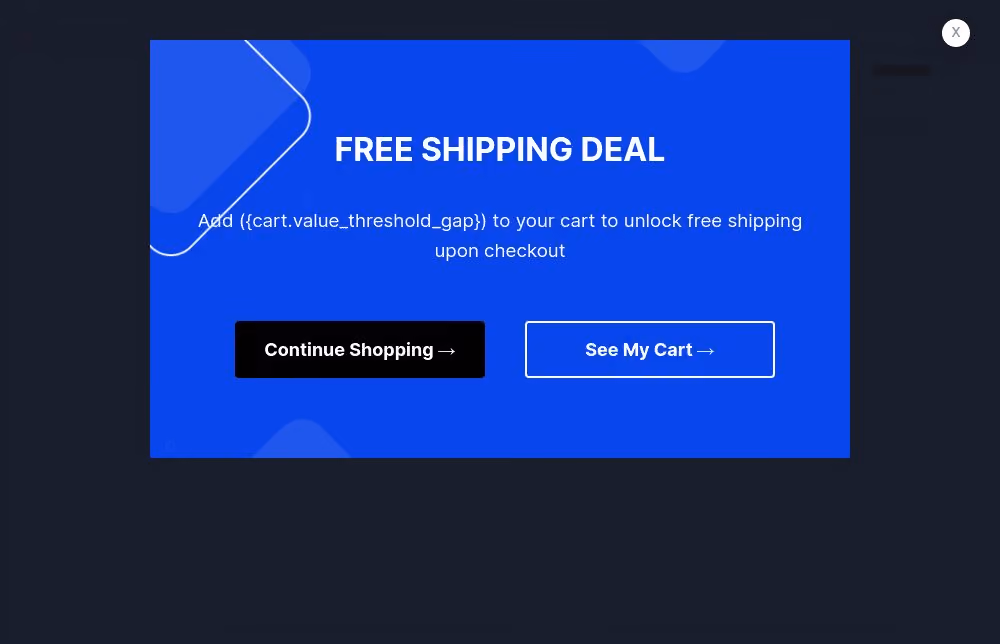 "Free Shipping" Overlay Popup Template