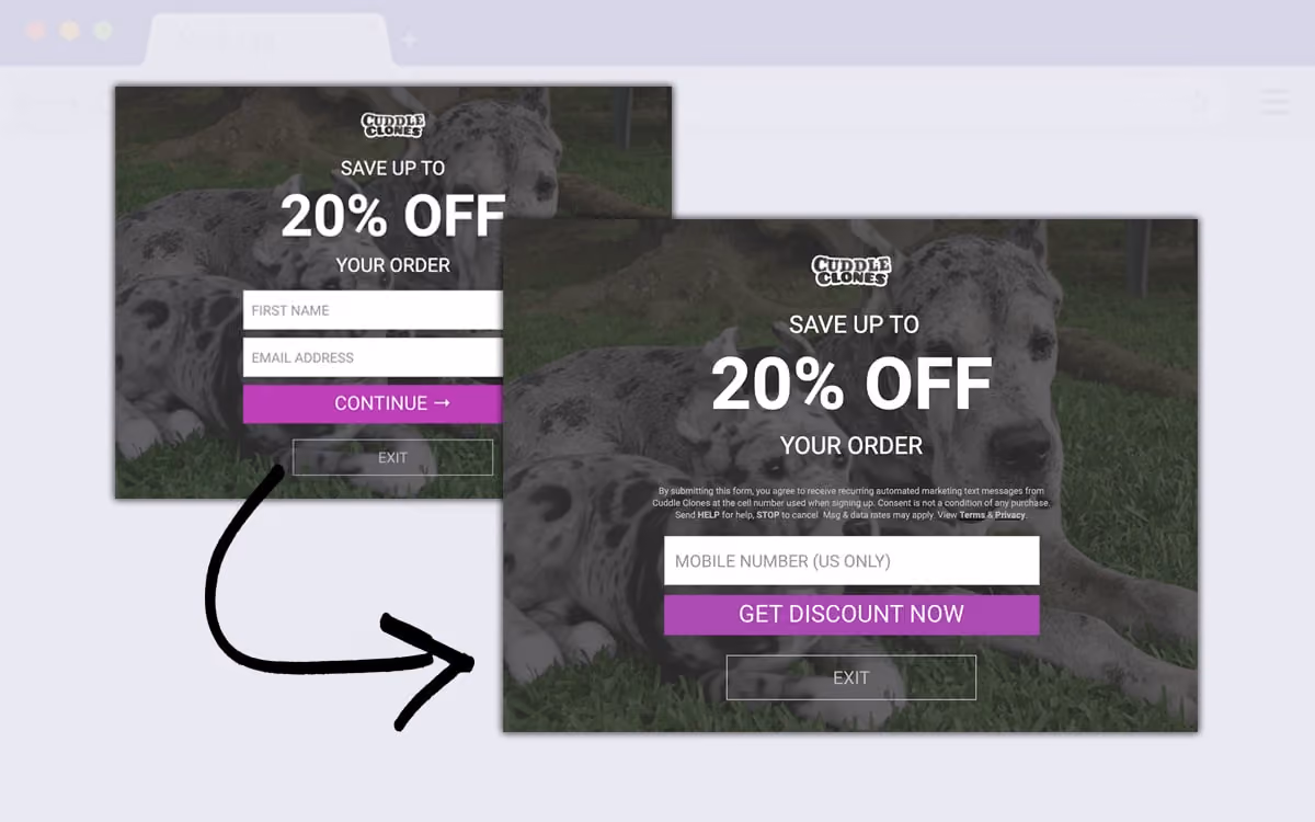 Cuddle Clones SMS Popup