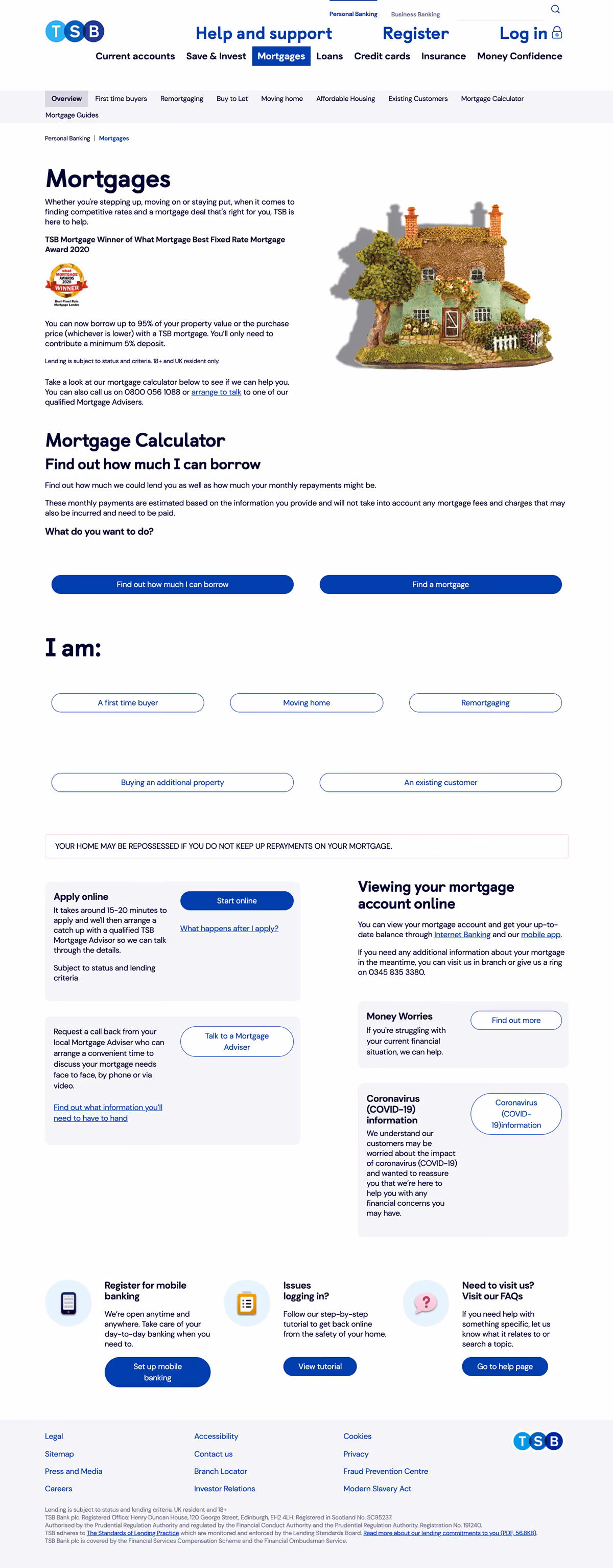 TSB Mortgage Landing Page