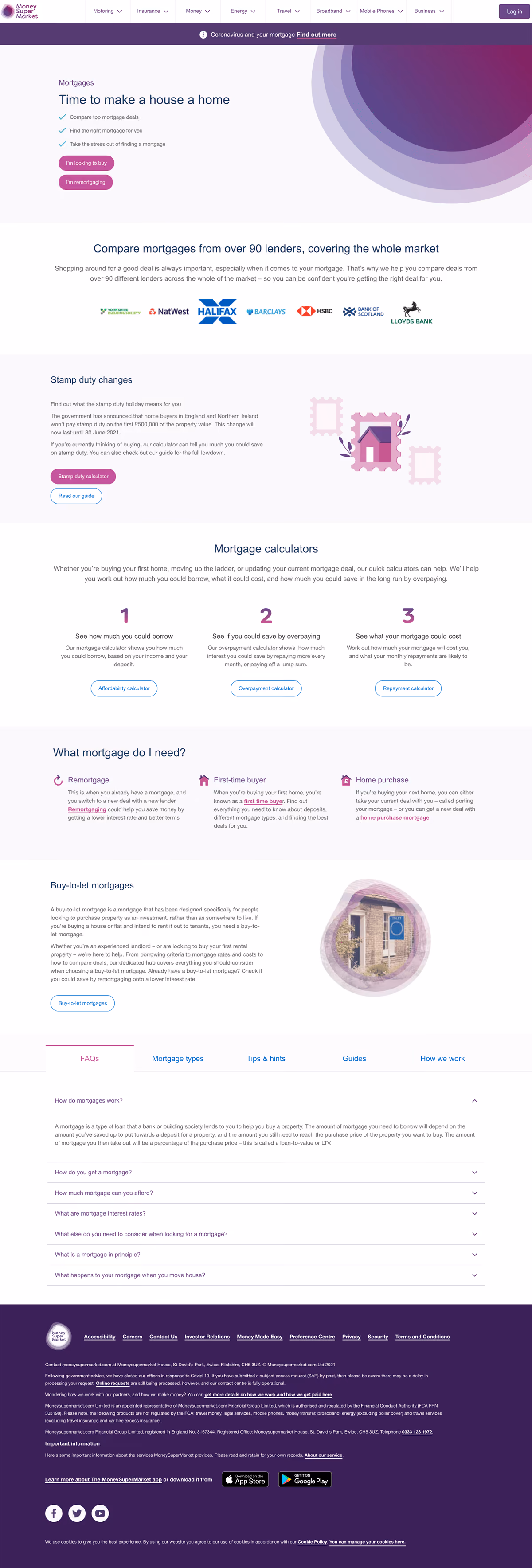 MoneySuperMarket Mortgage Comparison Page