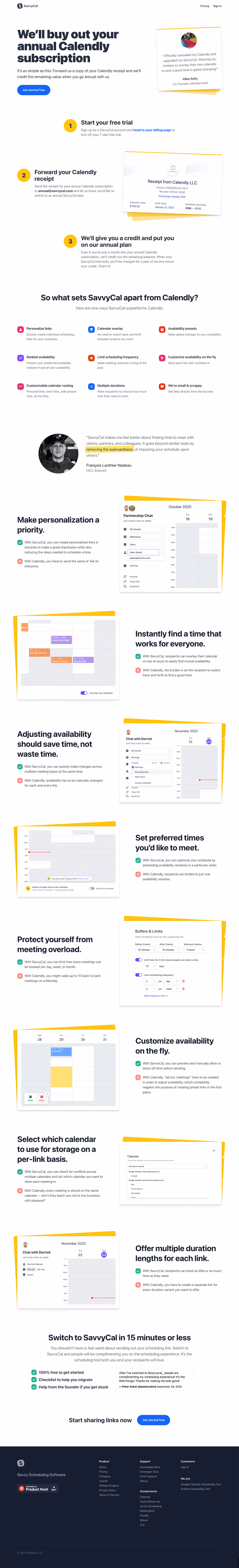 SavvyCal Comparison Page