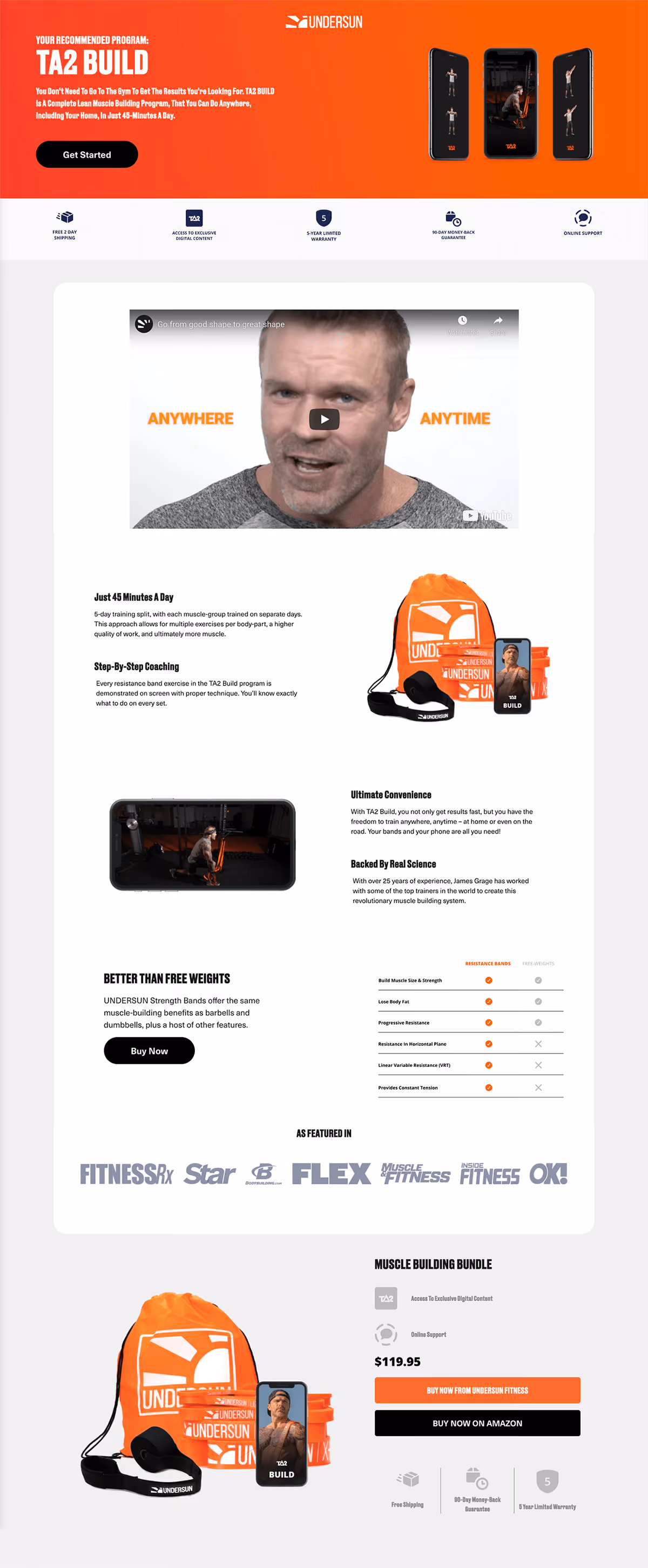 Undersun Fitness Product Landing Page