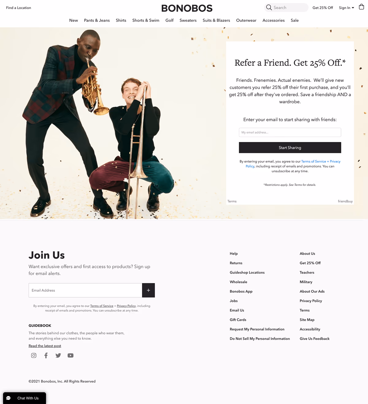 Bonobos Opt-in Page