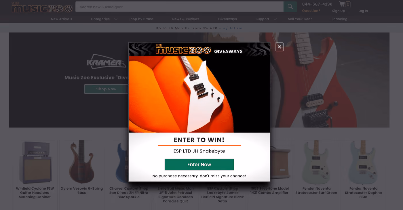 The Music Zoo Contest Popup