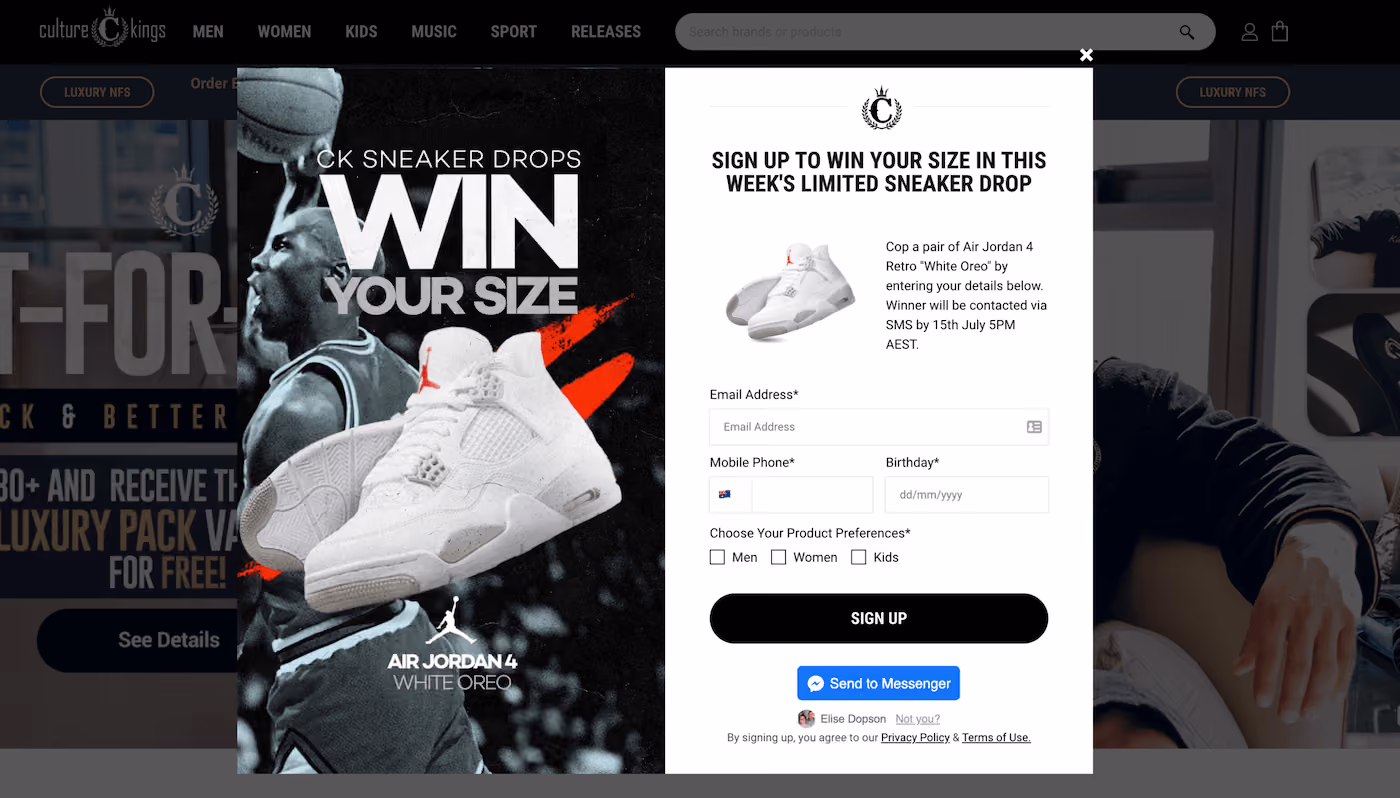 Culture Kings Contest Popup