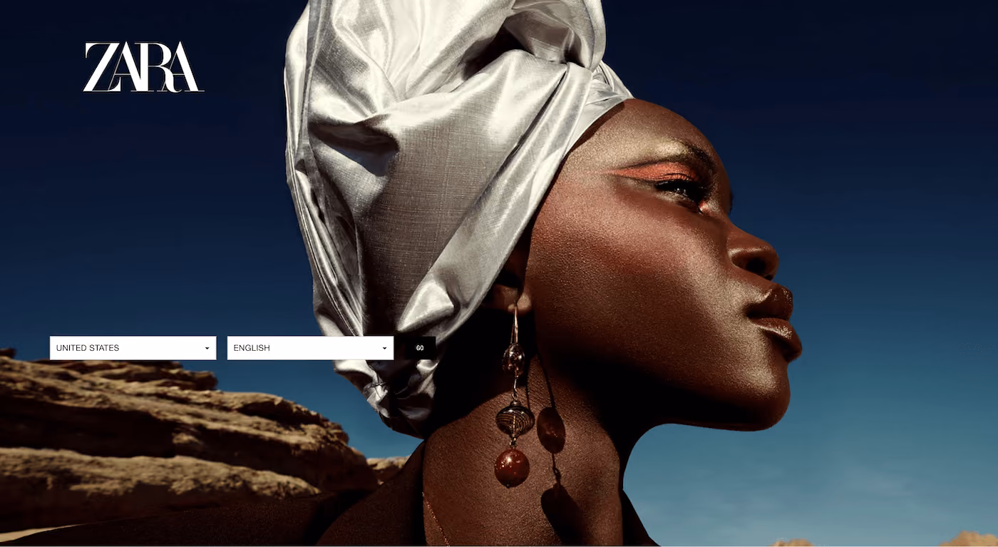 Zara Splash Page