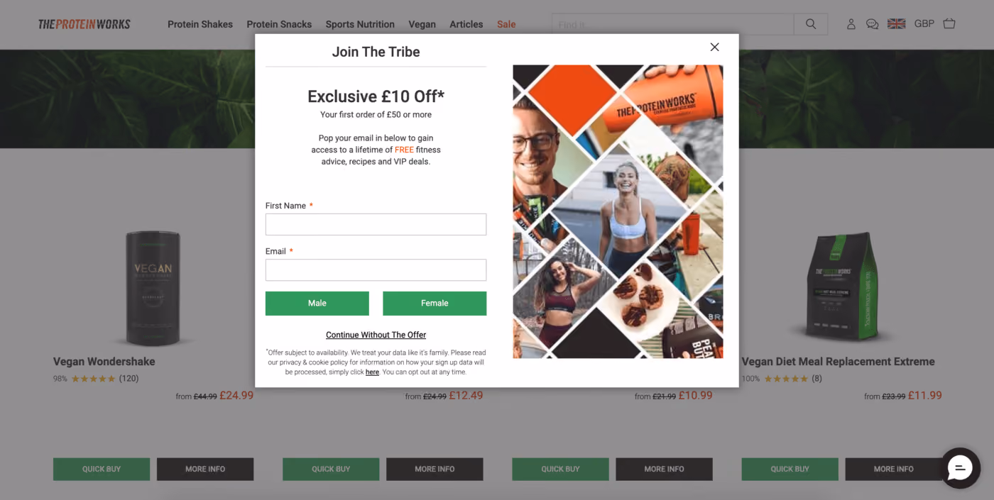 The Protein Works Splash Page