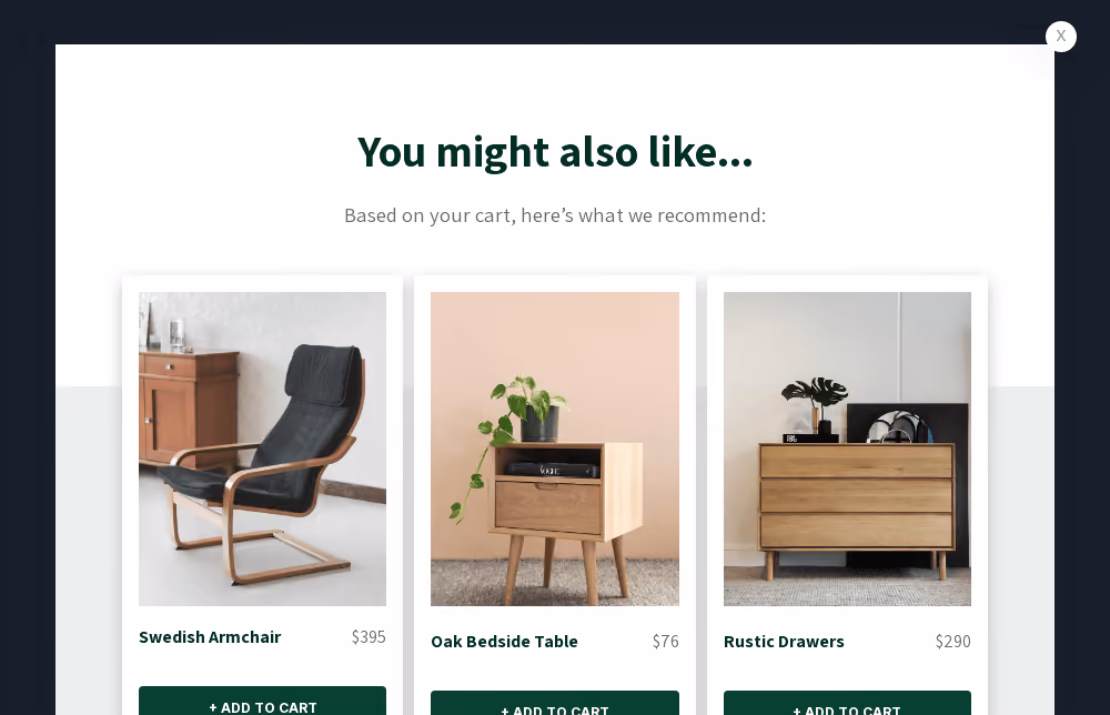 Furniture Product Recommendation Popup Template