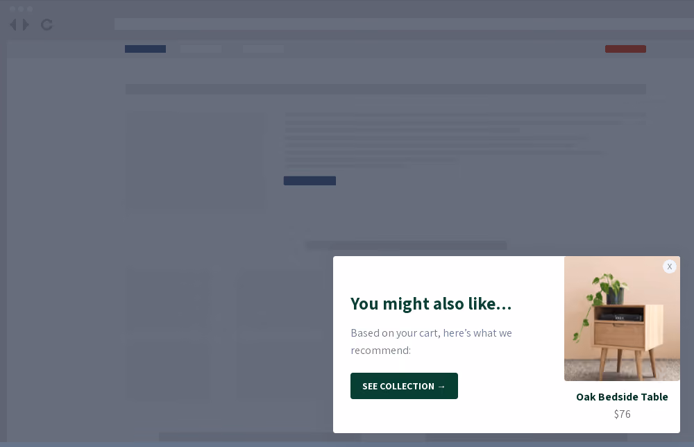 Furniture Product Recommendation Site Message Template