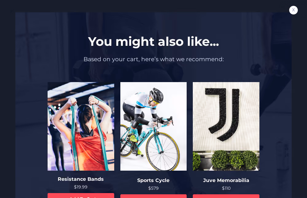 Fitness Product Recommendation Popup Template