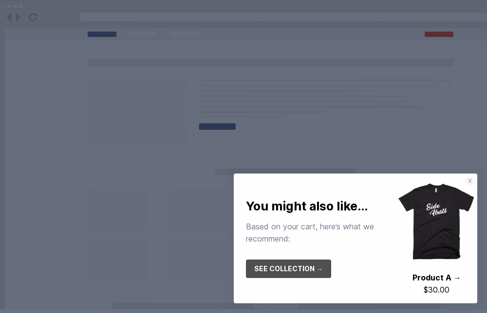 Simple Product Recommendation Site Message Template