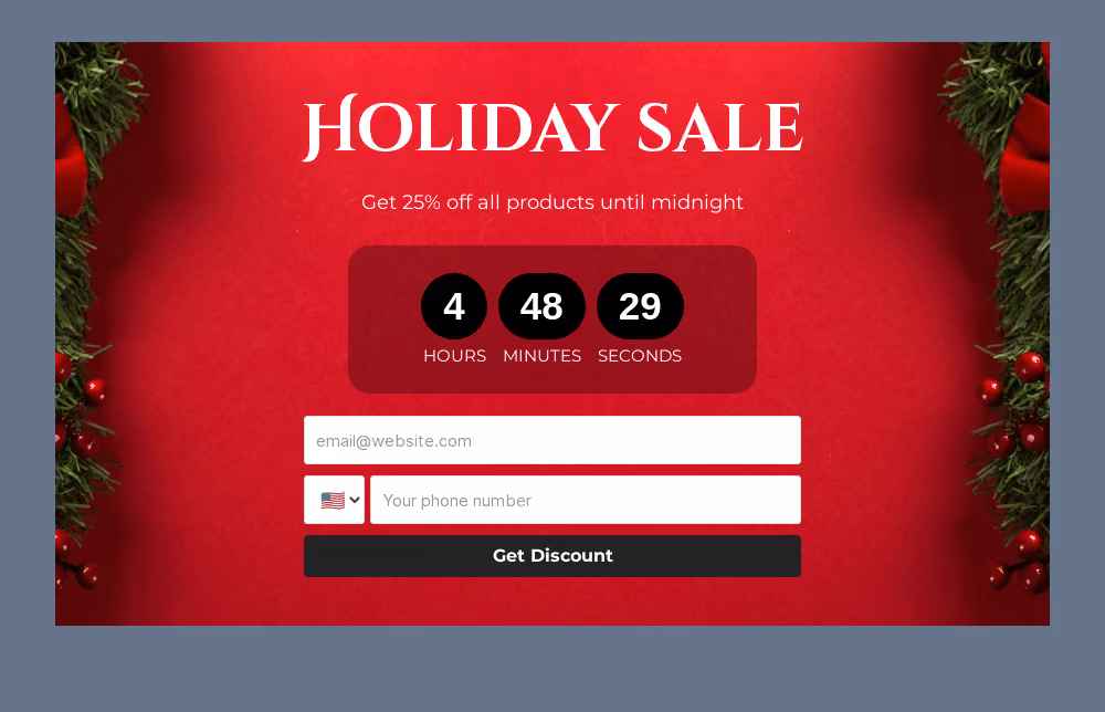 Holiday Sale Embedded Form Template