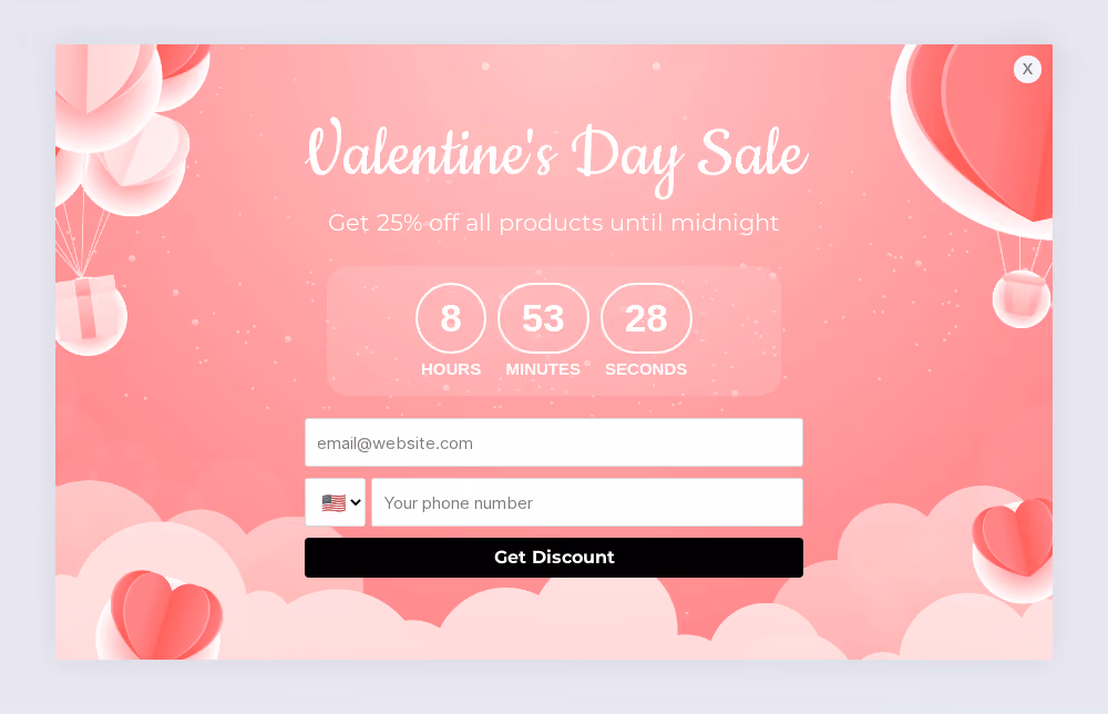 Valentine's Day Sale Popup Template