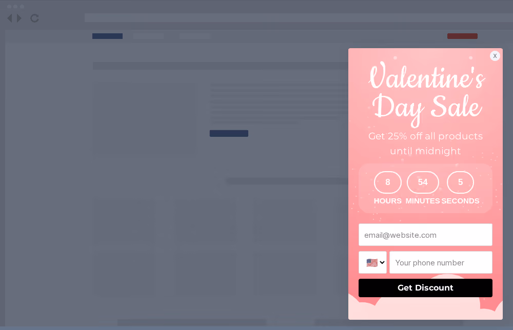 Valentine's Day Sale Site Message Template