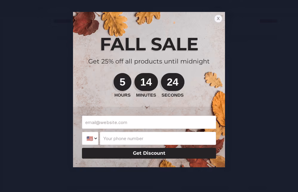 Fall Sale Embedded Form Template