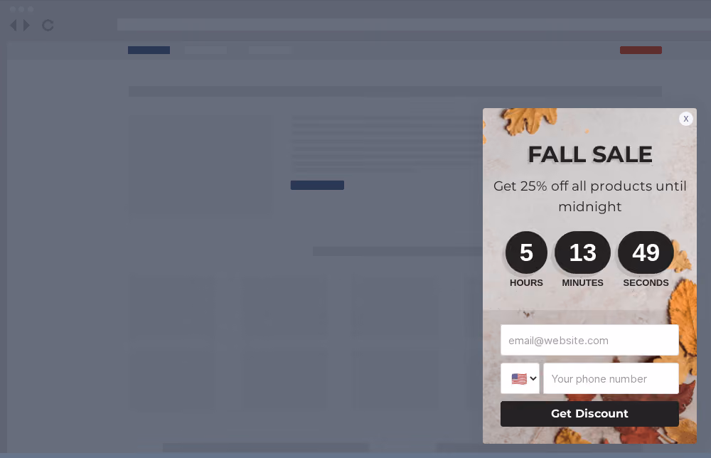 Fall Season Sale Site Message Template