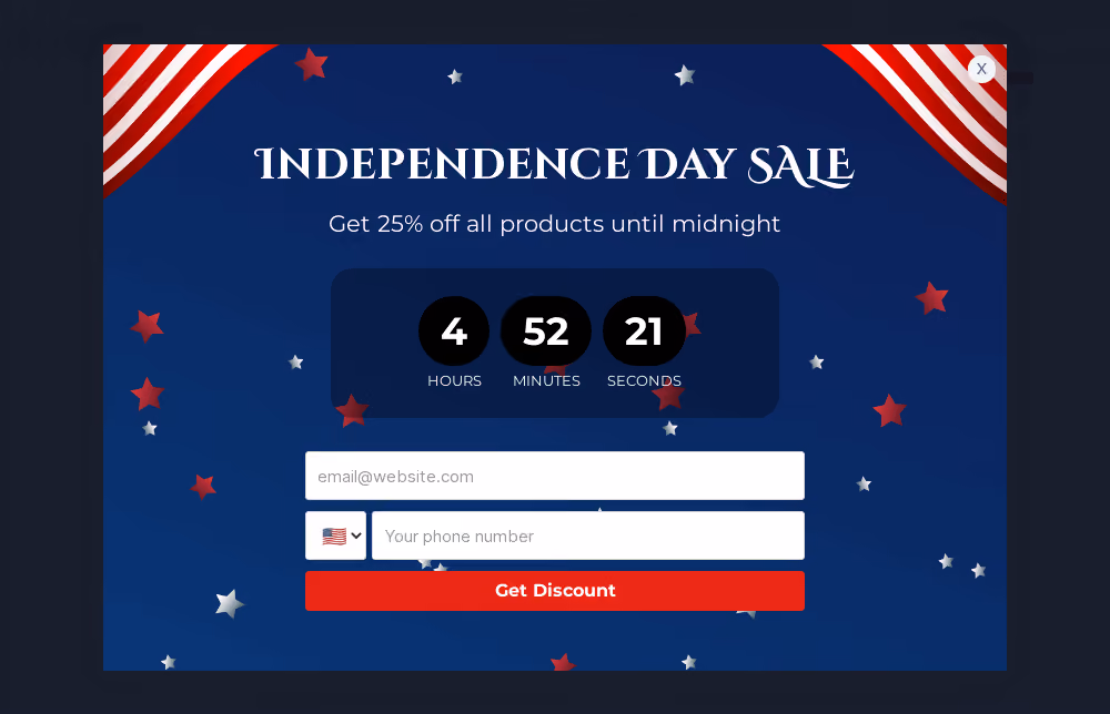 July 4th Sale Popup Template