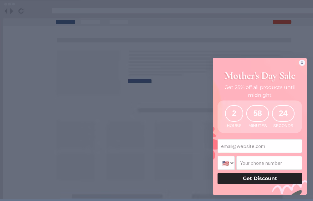 Mother's Day Sale Site Message Template