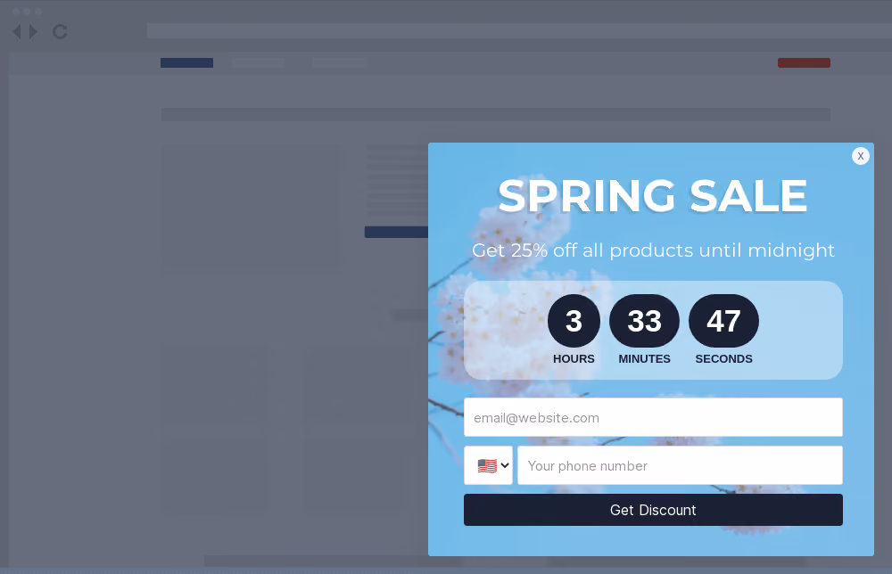 Spring Sale Site Message Template