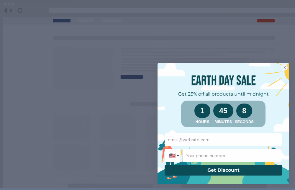 Earth Day Sale Site Message Template