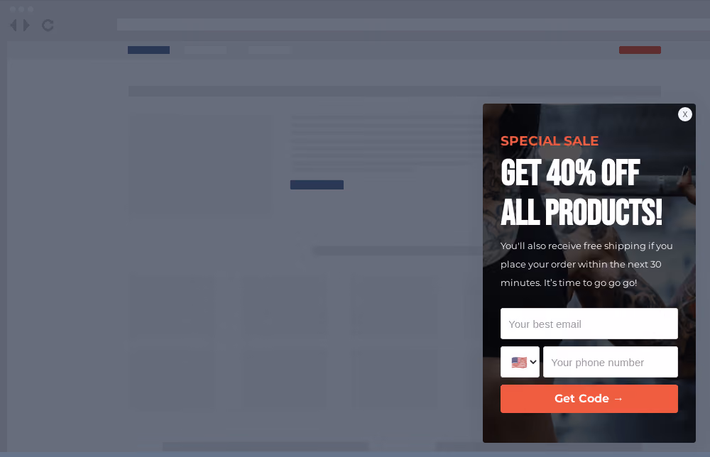 Fitness Discount Site Message Template