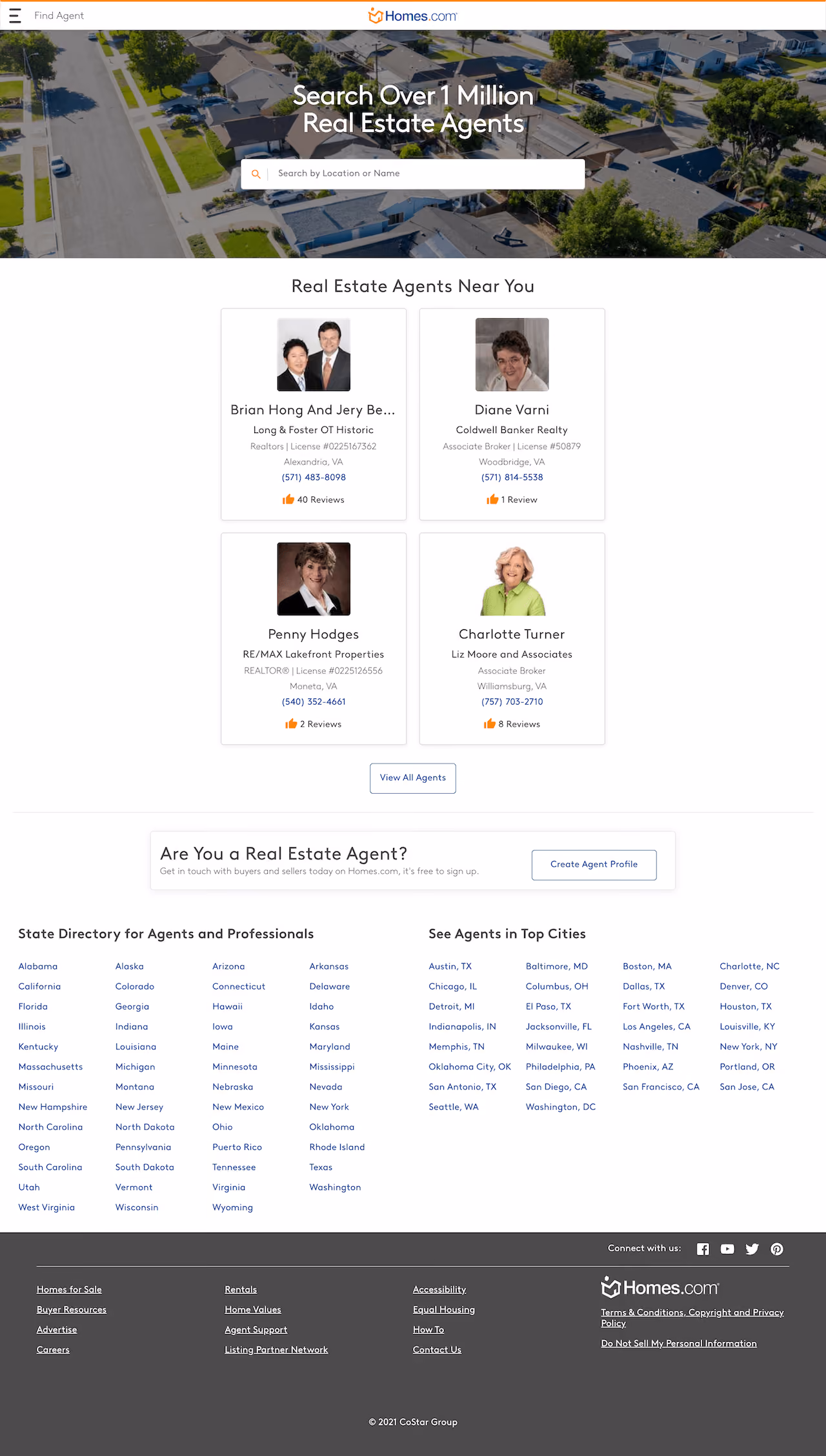 Homes.com Realtors Landing Page Example