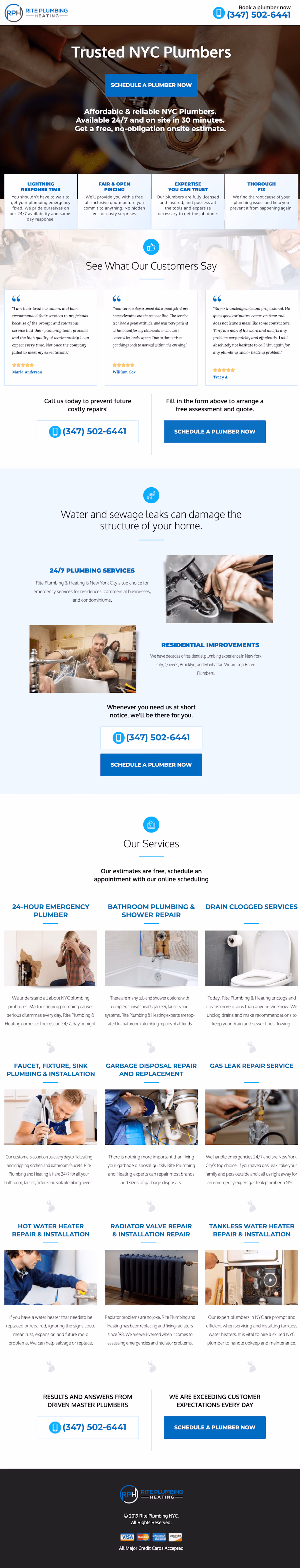 Rite Plumbing & Heating Landing Page Example
