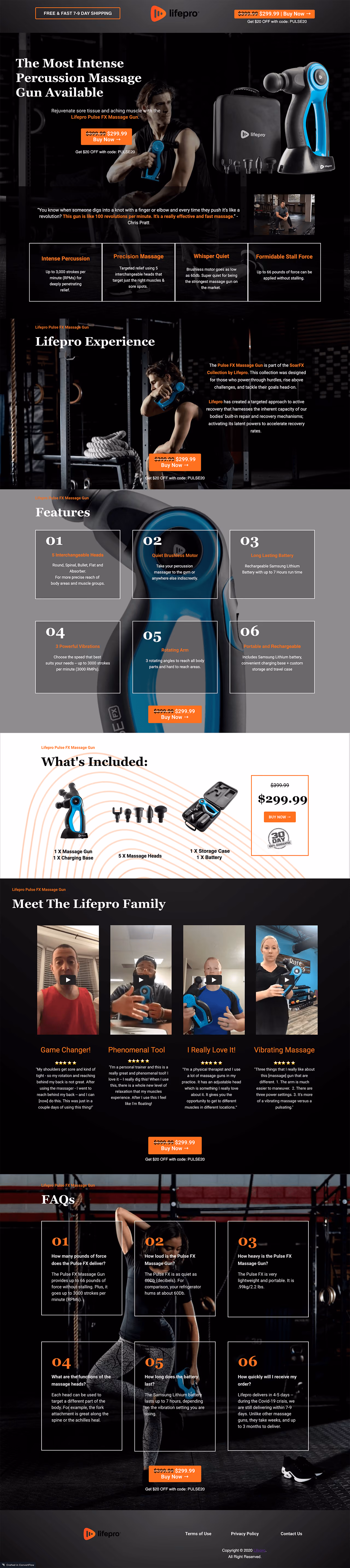 Lifepro Fitness PulseFX Landing Page Example