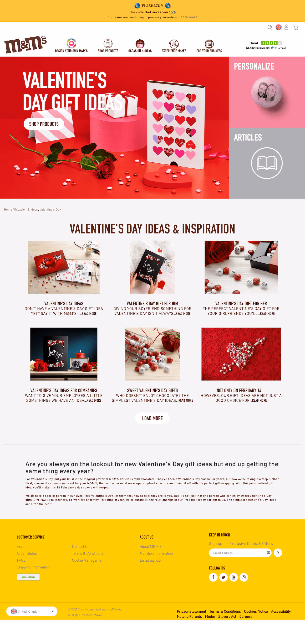 M&M's Valentine's Day Landing Page
