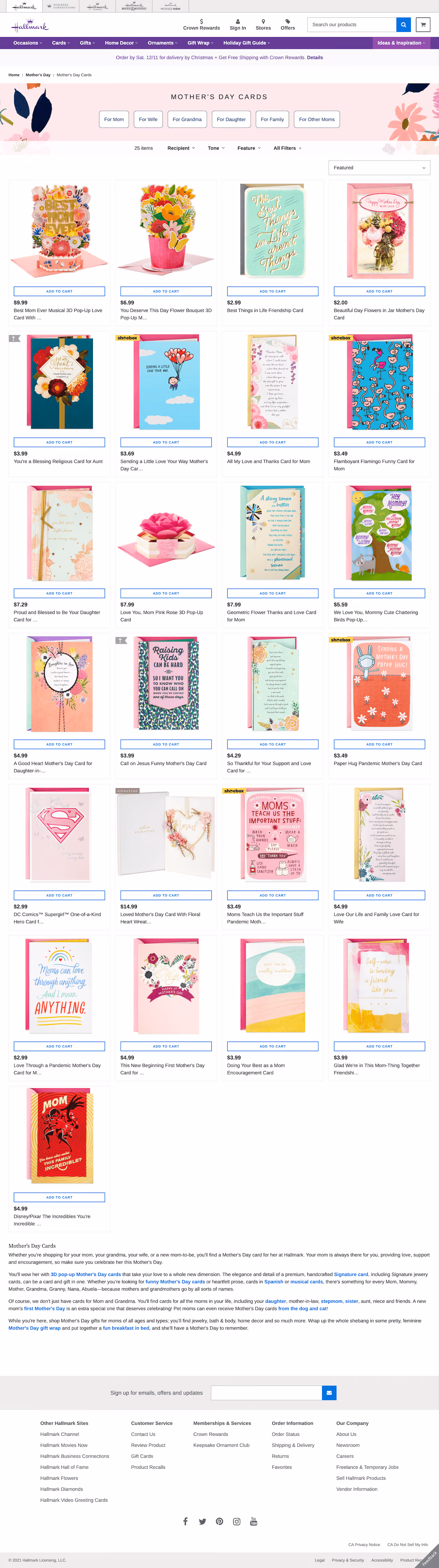 Hallmark Mother's Day Landing Page