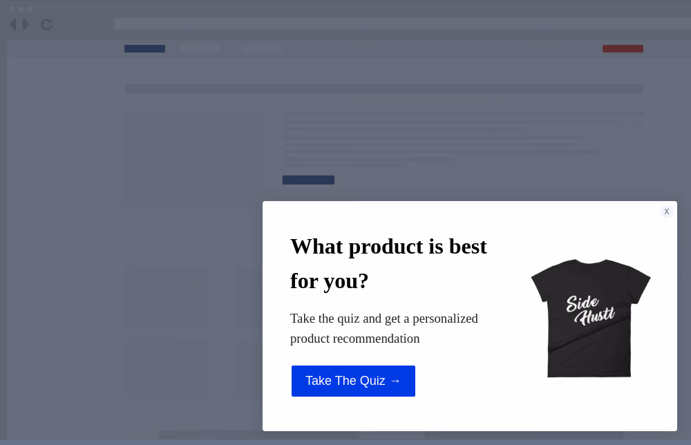 Simple Shop Quiz Site Message Template