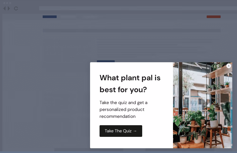 Plant Shop Quiz Site Message Template