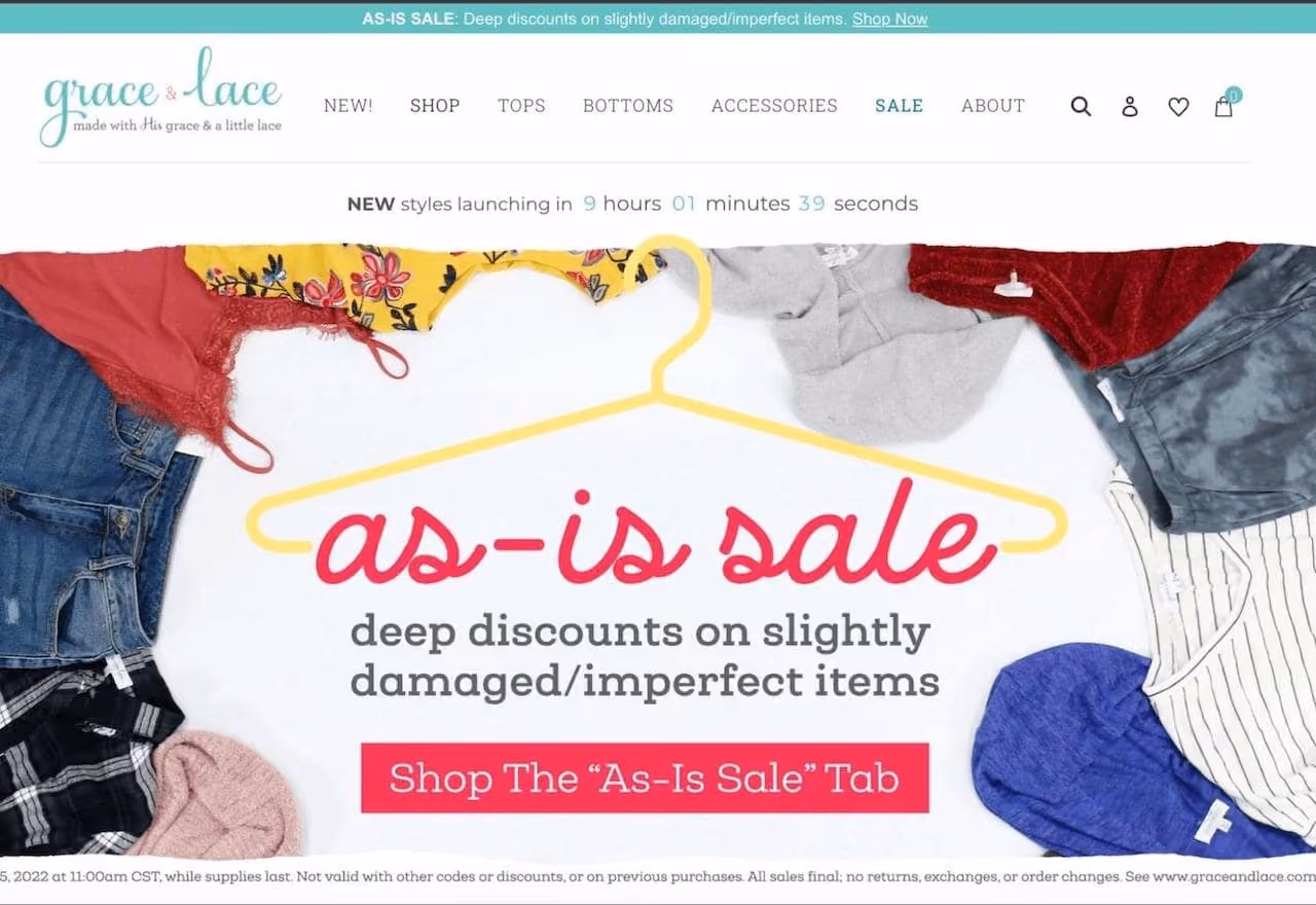 Grace & Lace Discount Sticky Bar Example