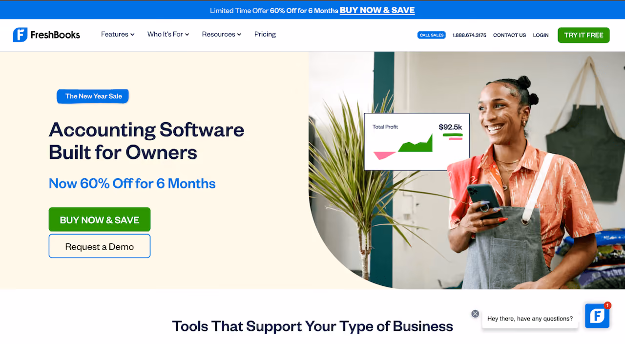 FreshBooks Urgency Sticky Bar Example