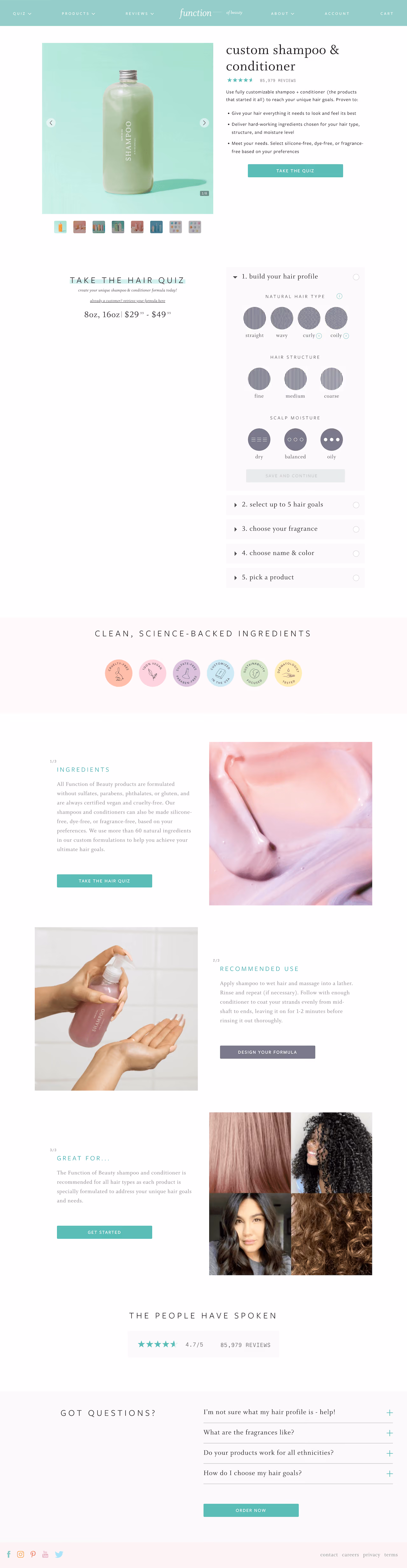 Function of Beauty Ecommerce Presell Page