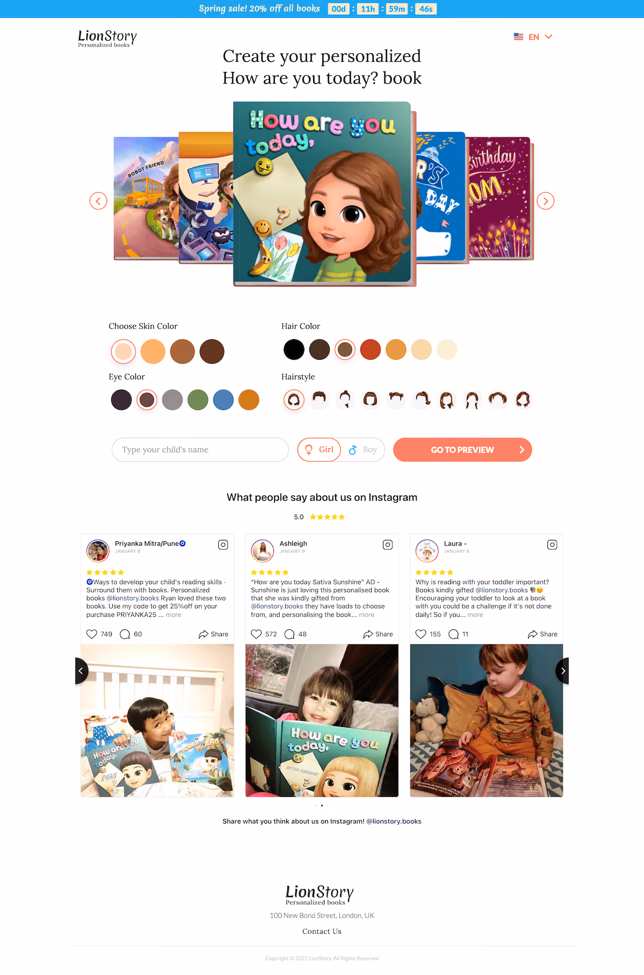 LionStory Ecommerce Presell Page