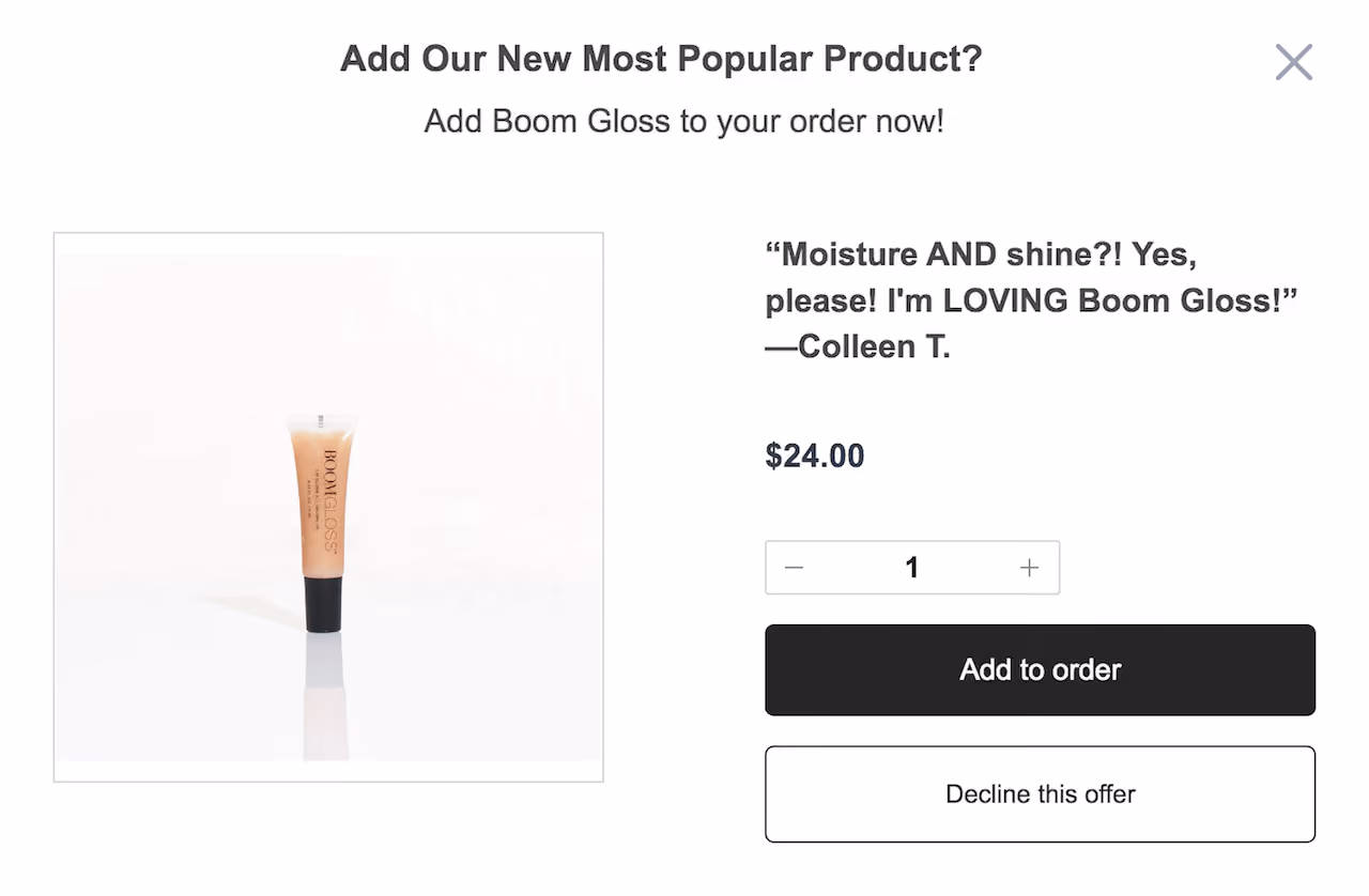 Boom by Cindy Joseph Cart Abandonment Popup Example