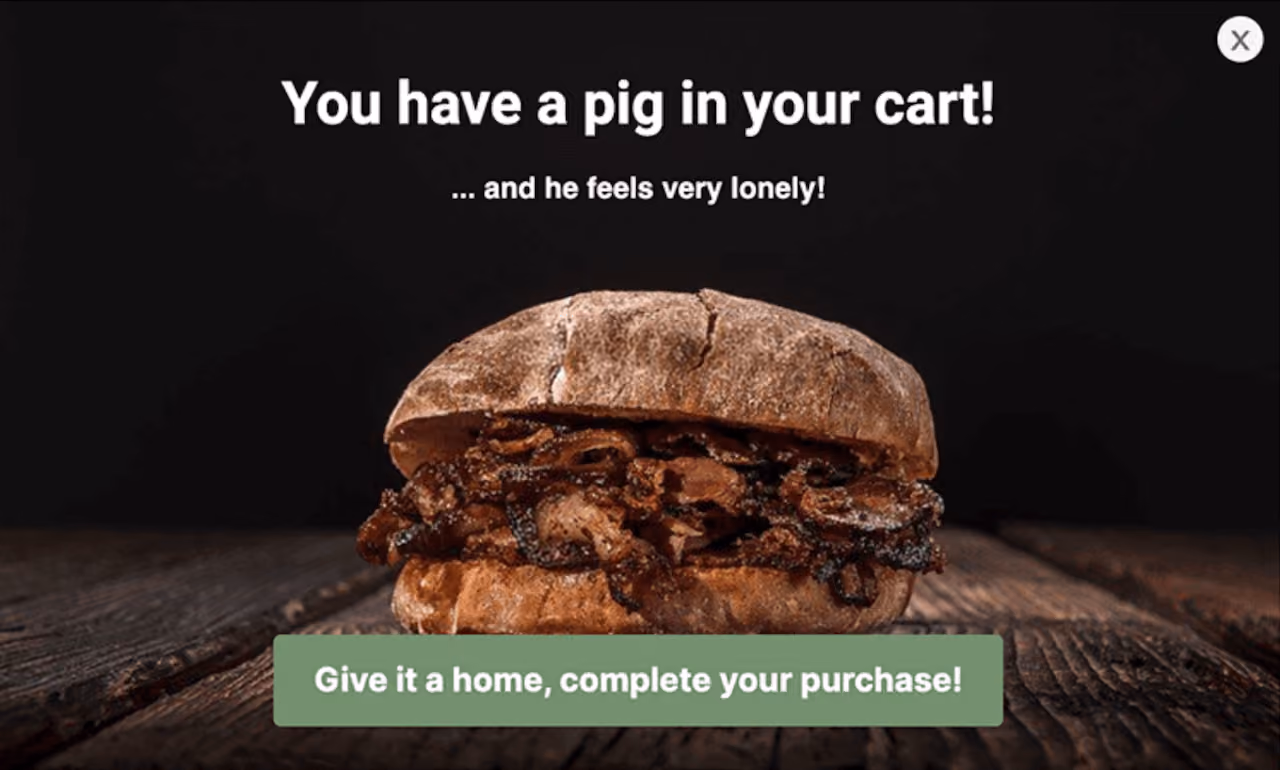 Porcobrado Cart Abandonment Popup Example