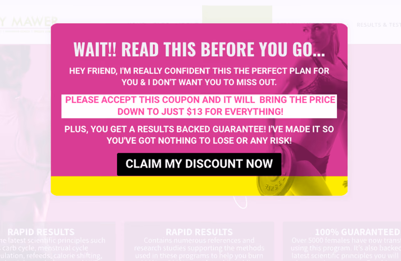 Rudy Mawer Cart Abandonment Popup Example