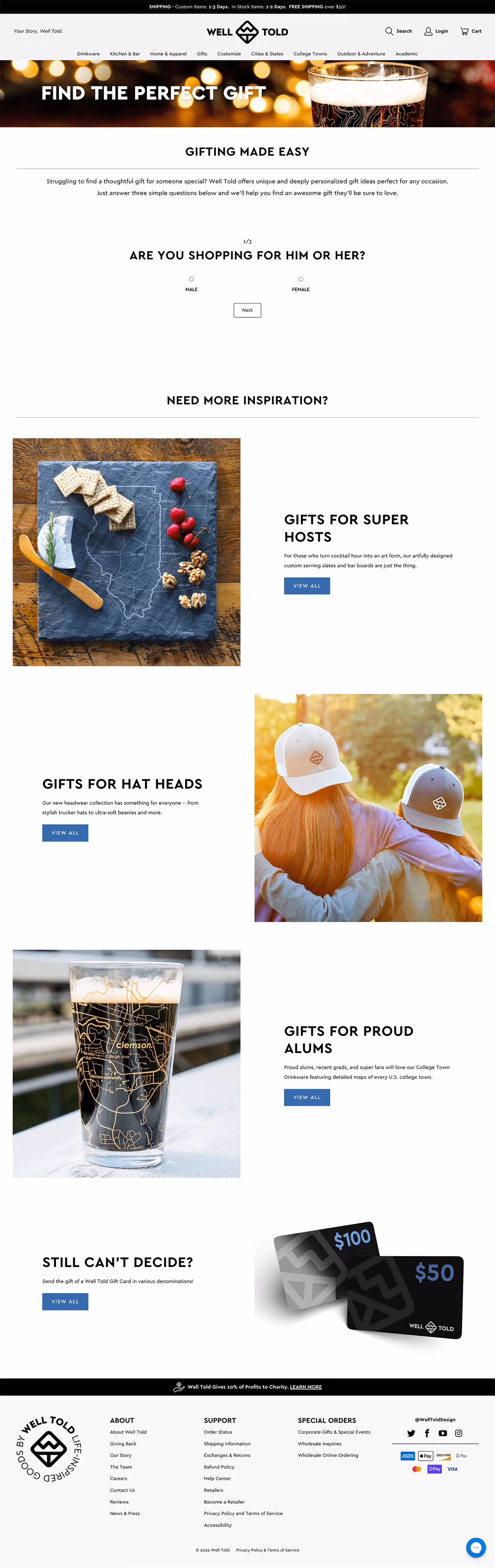 Well Told Holiday Gift Guide Quiz Example