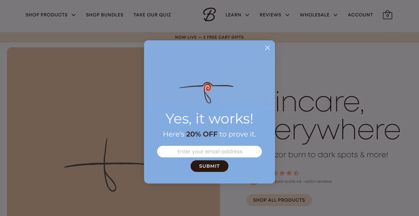 Bushbalm Sales Promotion Popup Example