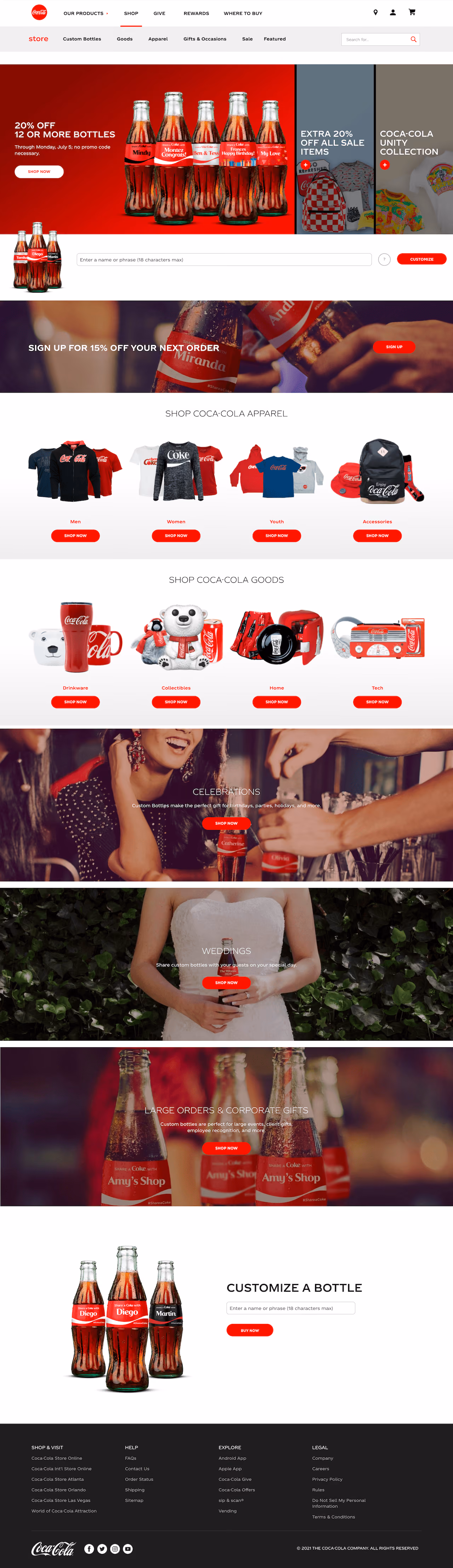Coca-Cola July 4th Landing Page Example