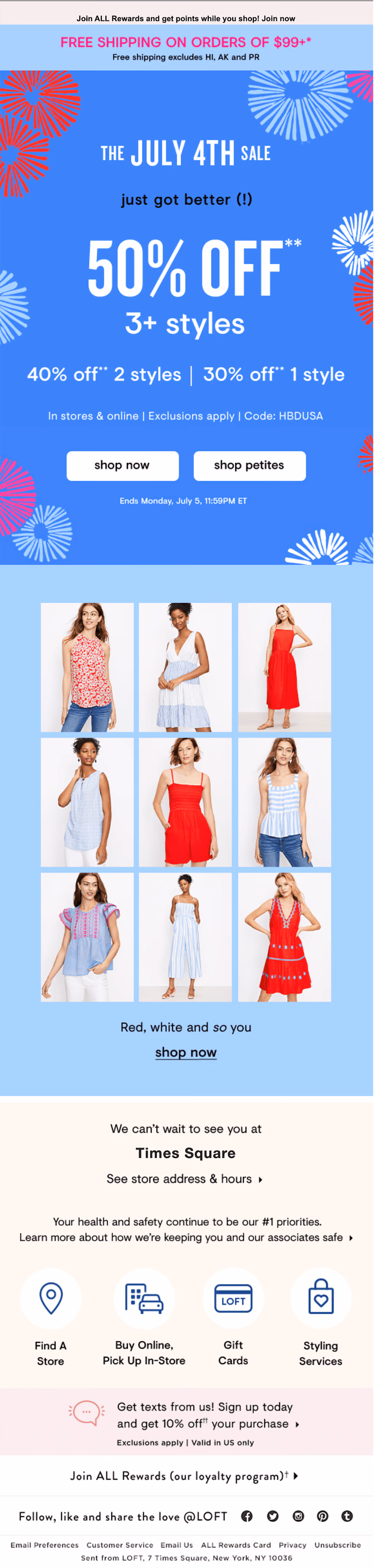 LOFT July 4th Email