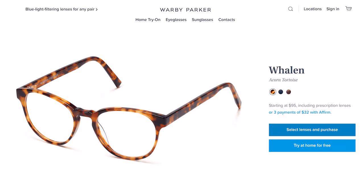 Warby Parker Add To Cart Button